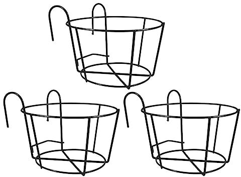 Cabilock 3Pcs Hanging Pot Holder Balcony for Railings Iron Fence Planter Pots Decorative Holders for Indoor and Outdoor Use Garden Balcony