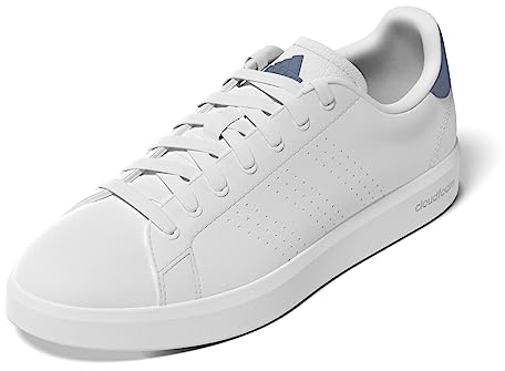 adidas Uomo Advantage Premium Leather Shoes, Cloud white/Cloud white/crew blue, 39 1/3 EU