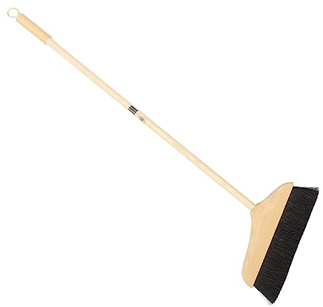 KONTONTY Horsehair Broom with Long Handle Soft Pine Bristles for Indoor Hardwood Floor Tile Surface Cleaning Sweeping Tool 37.00In