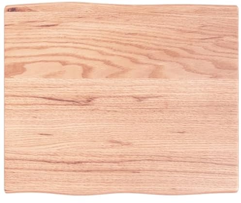 vidaXL Tischplatte, Holzplatte für Tisch Esstisch Couchtisch, Massivholzplatte Handgefertigt mit Baumkante, Ersatztischplatte, Hellbraun 60x50x2cm Massivholz Eiche Behandelt