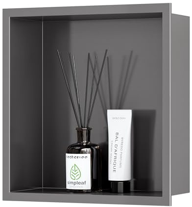 Neodrain Stainless Steel Shower Niche Gun Metal 12x12 No Tile Needed | Recessed Wall Niche, Space-Saving, Waterproof & Durable Niche for Shower Storage