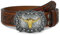 SUOSDEY Western Gürtel Cowboy Retro Traditioneller Ledergürtel Abnehmbare Schnalle Klassischer Geprägter Gürtel für Jeans Hosen