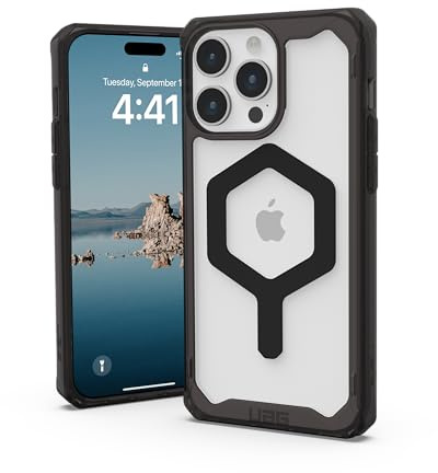 URBAN Armor Gear UAG [Aktualisierte Ver] Kompatibel mit iPhone 15 Pro Max Hülle 6,7 Zoll Plyo Schwarz/Schwarz Eingebauter Magnet Kompatibel mit MagSafe Charging Rugged Anti-Vergilbung Transparent