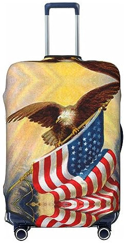 PIXOLE Reisegepäckabdeckung, Motiv: amerikanische Flagge, staubdichter Koffer-Schutz, kratzfeste Kofferabdeckung, Amerikanische USA-Flagge Adler Kunst, 85