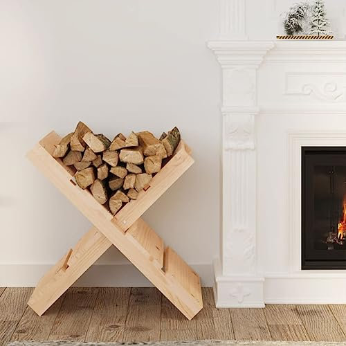 FIRBNUS Porte-bûches 47 x 39,5 x 48 cm en bois massif de pin Firewood Rack porte-bûches d'extérieur, meubles d'extérieur, porte bois pour extérieur, bois de chauffage, marron