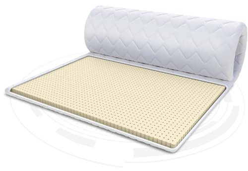 FDM Matratzentopper Latex Matratze Topper 200x200 cm Härtegrad H3 Höhe ca. 2 cm Allergiker Geeignet Öko-Tex Weiß