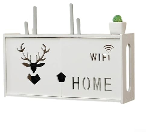 Hasaller Scatola portaoggetti per router WiFi, grande ripiano in plastica ABS per router WiFi TV, set top box per ventilazione, organizer per la casa (A)