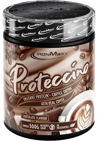 IronMaxx Proteccino - Chocolate 500g Dose | Protein Kaffee mit echtem Kaffee-Extrakt und Koffein | Ohne Zuckerzusatz und Konservierungsstoffe