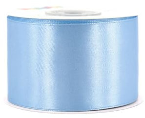Satinband 50mm x 25m Rolle - FARBAUSWAHL in 3/6/12/18/25/38/50/75/100mm - farbecht & waschbar - Schleifenband für Hochzeit - Geschenkband zum Verpacken Dekorieren Basteln - Eisblau 333
