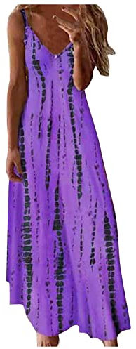 Summer Beach Dresses for Women: UK V-Neck Sleeveless Maxi Plus Size Casual Holiday Sundress Boho Floral Print Dress Ladies Elegant Loose Tunic A-Line Swing Dress Sale Clearance