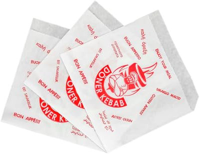 2000 Stück Döner - Kebab - Tüte/Dönertasche (Weiß mit Motiv / 16 x 16 cm)