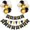 Luftballons Geburtstag Dekoration Set, Schwarz Gold Geburtstagsdeko Happy Birthday deko Banner Party Deko Geburtstag Set mit Luftballons Konfetti Ballons Dreiecksflaggen Girlanden（BK&GD+PT)