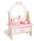 WOODENFUN Rosa Mädchen hölzerner Schminktisch, kreisförmiger Bogen geformter Spiegel, der 360° drehen kann, Schublade, ausgestattet mit 7pcs Make-up Zubehör, Desktop Make-up Tisch