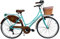 MADICKS Damenfahrrad Hollandrad Größe 26 Cityrad Vintage Retro mit Tiffany-Korb – Türkis mit Gangschaltung City Bike (Korb aus Eisen)