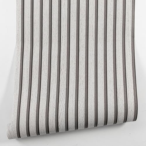 Swehooirt Grey Wallpaper for Living Room Feature Wood Slat Wallpaper Gray Wood Effect Wall Paper Roll Bedroom for Adults Retro Panelling Lounge Wooden Wall Panels