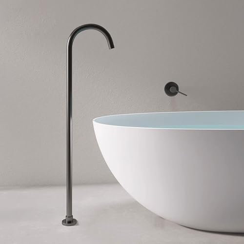 BiaoTeng Grifo de Bañera Exenta Empotrado Monomando Pared de Latón Frío y Caliente Grifo de Suelo para Bañera Gris
