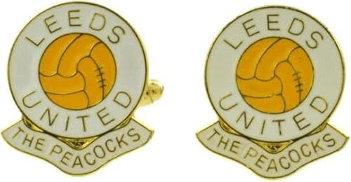 Football Coloured Enamel Cufflinks Leeds