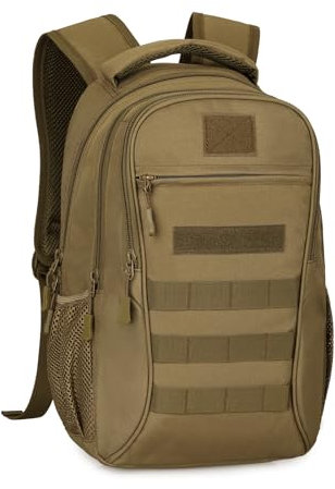 HUNTVP Militär Rucksack 15L Bundeswehr Rucksack Herren Taktischer Rucksack Molle Schulrucksack Wasserdicht School Bag Motorrad Rucksack Schultaschen für Sport Radfahren Wandern,Typ-1 Braun