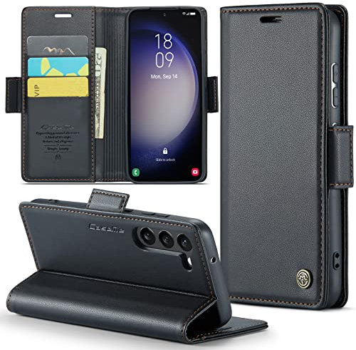 Phernykas Coque pour Samsung Galaxy S23 Plus Étui Portefeuille Cover en Cuir PU Wallet avec Cartes Magnétique et RFID Protection Antivol Folio Housse Samsung S23 Plus Case, Noir