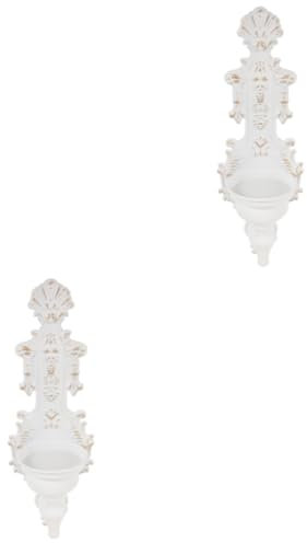 IMIKEYA 2St Retro-Wandkerzenhalter Teelichthalter Laternenkerzendekoration Spiegel Retro-Wanddekoration Vintage-Wanddekoration kreativer kerzenhalter Wandkerzenhalter aus Metall Eisen Weiß