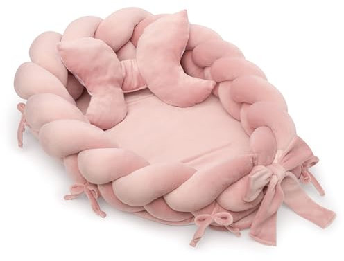 LUMALI Babynest - Nestchen Baby - Babynestchen Neugeborene - Tragbar Kuschelnest mit hypoallergener Füllung - Multifunktionaler Einsatz zu Hause und auf Reisen 75cm x 55cm