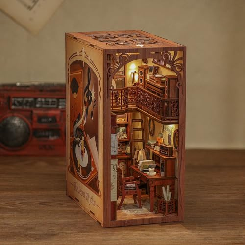 Figured'Art Book Nook Kit - Le Rythme Secret - Maquette à Construire avec Lumières LED - Diorama 3D DIY Serre-Livre pour Bibliothèque et Décoration Maison - Monde Miniature - Marque Française