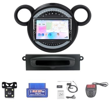 Generisch Android 12-Autoradio für Mini 2010–2016, 9-Zoll-Touchscreen, 4G Wireless, GPS-Navigation, Android Auto, Bluetooth, WLAN, RDS FM AM-Radio, OBD2, DVR, Dab+ (K600S)