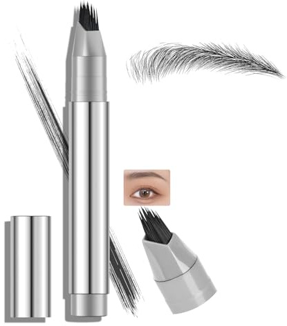 Liquid Eyebrow Pen, Angled Multi-Prong Brow Tip, Grey Black, 1-Pack | Creates Several Fine, Hair-Like Strokes At Once, Detachable Cap, For Daily Make-Up And Evening Brow Definition