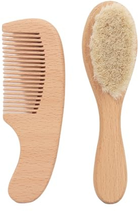 Baby Hairs Brush And Comb Set Newborn Hair With Bristles Natural Goat And Wood Baby Cradles Caps Wood For Newborns Cradle Caps