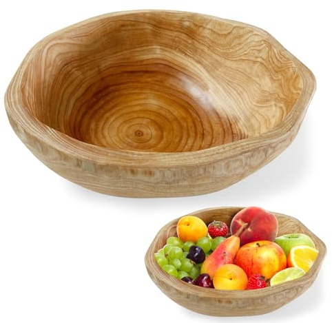 BOYIFEIJIE Obstschale aus Naturholz - Handgefertigte Servierschale mit Unregelmäßiger Form - Kreative Holzschale für Obst, Salate & Snacks - Einzigartiges Küchendeko-Stück (15-19cm)
