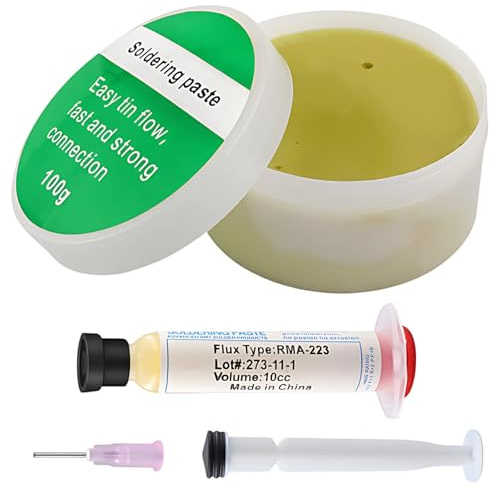 100g Lötpaste, Flussmittel Löten, Lötzinn Mit Flussmittel,Lötflussmittel Inklusive 10cc Spritze Lötfett und Stecker ﻿