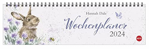 Hannah Dale: Wochenquerplaner 2024. Süße Tiere machen diesen Kunstkalender zu etwas Besonderem. Praktischer Wochen-Kalender 2024 im Querformat für Übersicht und als Dekoration zu Hause.