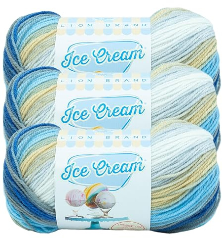 (3 Pack) Lion Brand Yarn Ice Cream Baby Yarn, Butter Pecan
