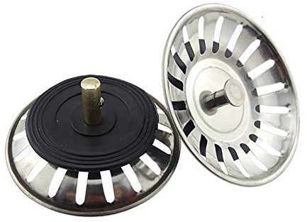 Yicare 2Pcs Spülbecken Stöpsel Siebkörbchen mit Zapfen Siebkörbchen Spüle Universal Spülbecken Sieb aus gehärtetem Stahl mit innovativer Stöpsel Funktion Ideal als Blanco Spülen Ersatzteil