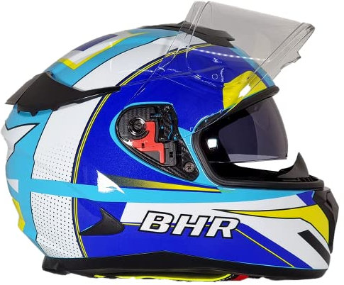BHR Casco Integrale Moto con Doppia Visiera 813 RACE | Casco Moto Integrale Omologato ECE con Visiera Parasole | Casco Moto Uomo/Donna | AZZURRO/BIANCO | L