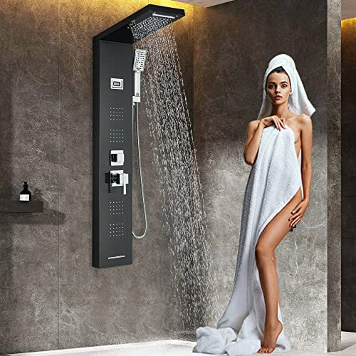 Huin Système de tour de douche en acier inoxydable pluie, colonne de massage en cascade