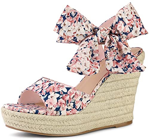 Allegra K Damen Plateau-Sandalen mit Keilabsatz, Pink, 9