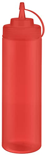 APS Quetschflasche, 6er Set Ø 7 cm, H: 26,5 cm, 760 ml Polyethylen, rot mit Schraubdeckel mit Verschlusskappe Einfüllöffnung: Ø 5,5 cm