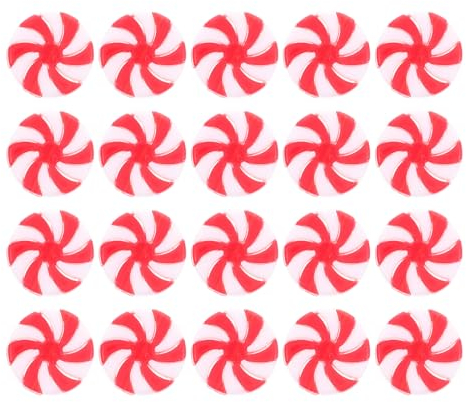 50 Pcs Noël Bonbons Pendentif Noël Faux Sucette Bonbons Pendentif en Plastique Canne à Sucre Menthe Poivrée Arbre de Suspendus Décorations Blanc Rouge