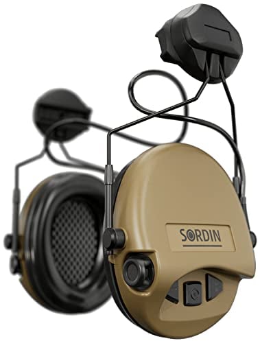 Sordin MIL AUX Slim Kapsel-Gehörschützer - 72308-05-S - Militär-Gehörschutz aktiv & elektronisch mit ARC-Adapter - Tan