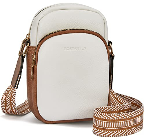 BOSTANTEN Handy Umhängetasche Damen, Handytasche zum Umhängen Leder, Handytasche mit Geldbörse zum Umhängen, Handtasche damen umhängetasche Beige Braun