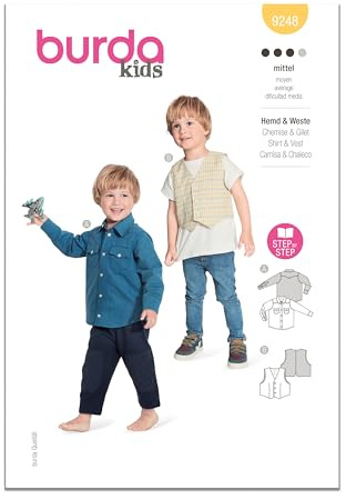 Burda Paper Sewing Pattern 9248 Shirts, Waistcoats Ages: 2-7 Years