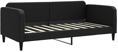 vidaXL Tagesbett, Gästebett 2-in-1, Sofabett Schlafsofa für Schlafzimmer Wohnzimmer, Bettsofa Sofa, Modernes Design, Schwarz 90x190cm Stoff