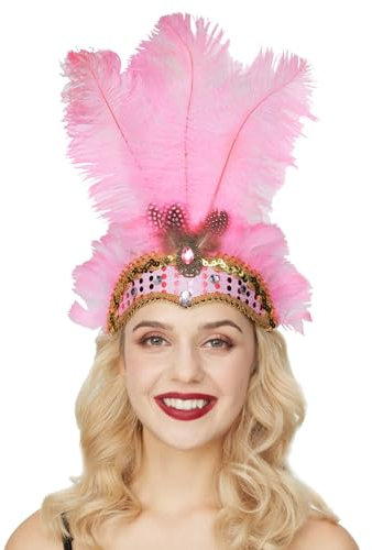 boseucn Karneval Kostüm Damen, Damen Samba Kopfschmuck Federschmuck Karneval Fasching Mottoparty Federkopfschmuck Brasilien Feder Haarschmuck Frauen Festival Burlesque Kopf Schmuck Stirnband