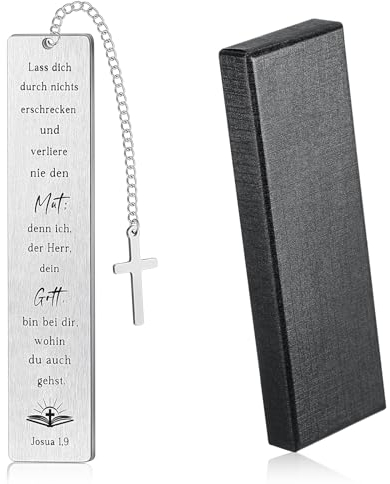 Tenare Christian Lesezeichen mit Bibelvers und Kreuz Anhänger Inspirierendes Lesezeichen mit Geschenkbox Christliches Geschenk für Kommunion Konfirmation Motivation Geschenk für Frauen Männer (Mut)