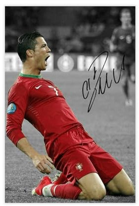 bacrhjlb Cristiano Ronaldo Portugal Fußball-Legende Ondertekend, Foto, Handtekening, Poster, Leinwand, Poster, Schlafzimmer, Dekoration, Landschaft, Büro, Raumdekoration, Geschenk, 30 x 45 cm