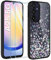 ivencase Glitzer Handyhülle Kompatibel mit Samsung Galaxy A25 5G Hülle, Klar Silikon Case+2 Stück Schutzfolie, Transparent Pailletten Kratzfest Hülle Weich TPU Stoßfeste Schutzhülle A25 - Schwarz