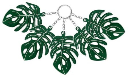 Holibanna Cute Funky Keyring Set Enamel Monstera Leaf Pendant Palm Leaf Design Tropical Style for Summer