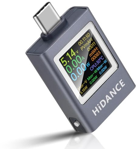 Diymore 4.5~50V Tester USB,12A Misuratore di Corrente USB Misuratore di Potenza USB Tester USB C Misuratore USB C Voltmetro Multimetro Misuratore di tensione(Display a colori)