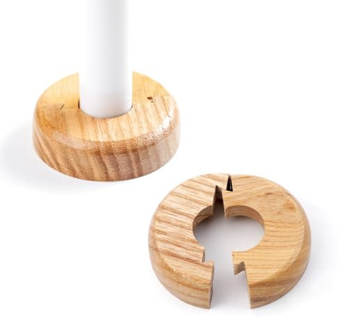 Besto Wooden Radiator Pipe Collars | Oak Radiator Cover for 15mm Pipes | Pack of 2 Easy Split Pipe Collars